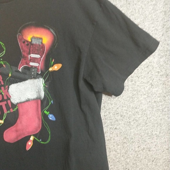 Christmas Holiday Rock Out with Your Sock Out Stocking Graphic Print Shirt Faded - Picture 4 of 9